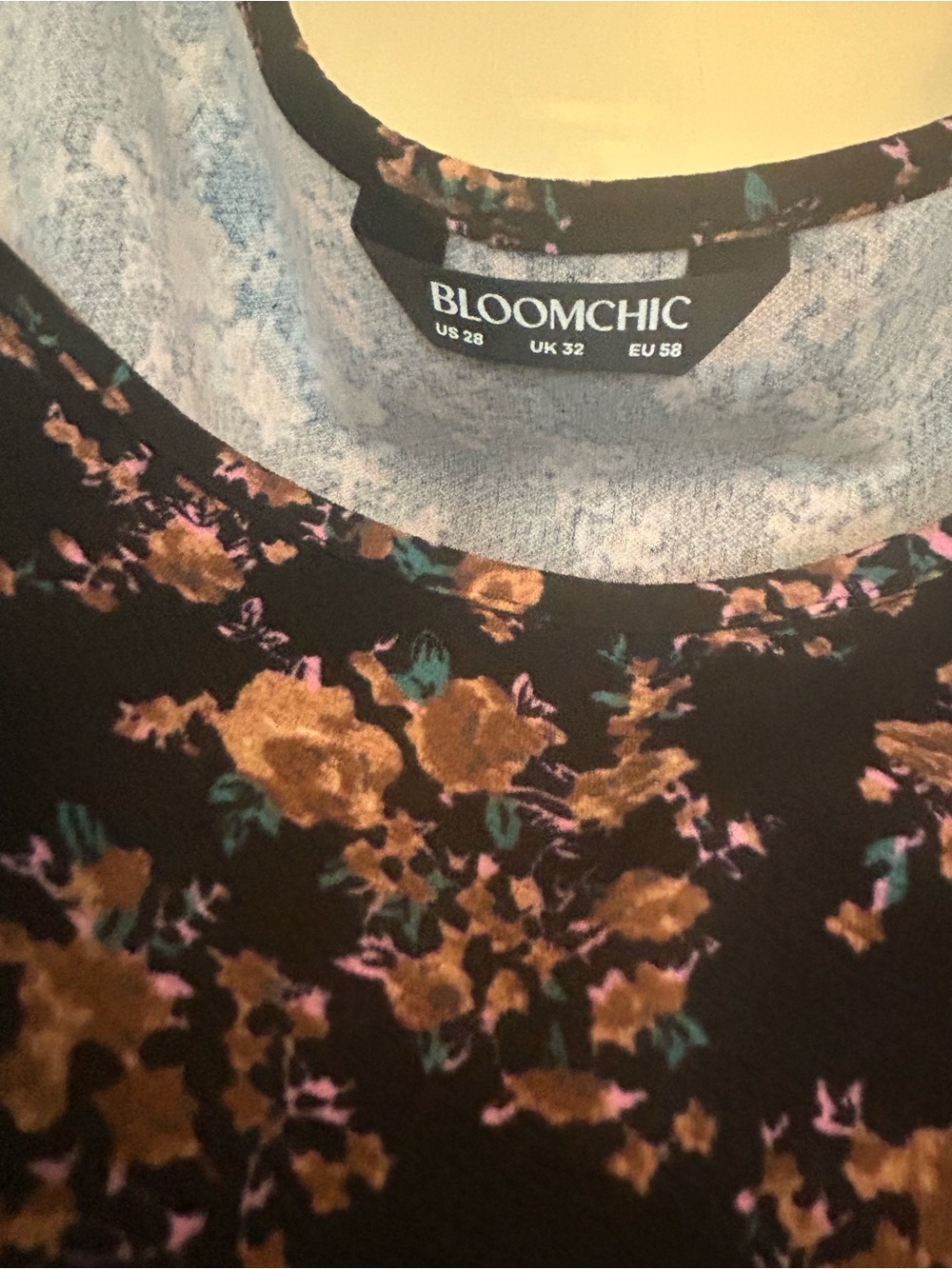BloomChic Black Floral Midi Pinafore Dress with Brown and rose Accents - Picture 3 of 9